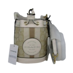 Coach Mini Drawstring Bucket Bag in Beige and Cream